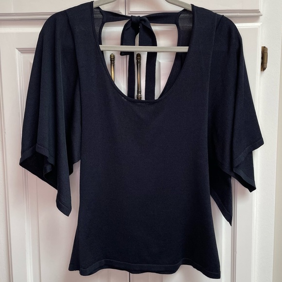 Lewit Tie Back Sweater in Navy Blue Size Medium - Picture 2 of 8